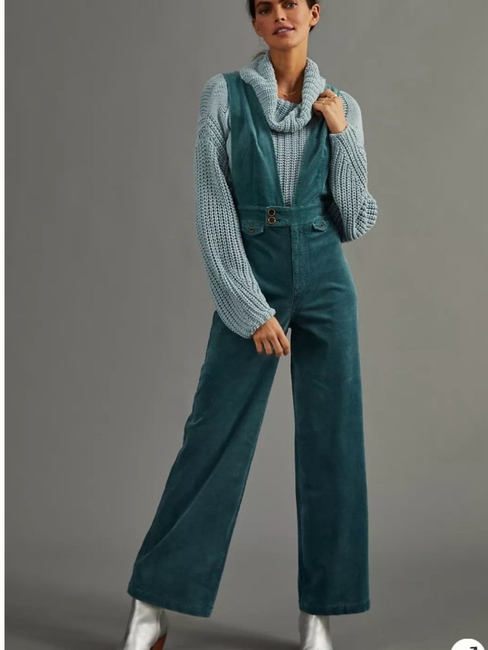 Anthropologie-Pilcro Wide-Leg Corduroy Overalls - Green Women Jeans